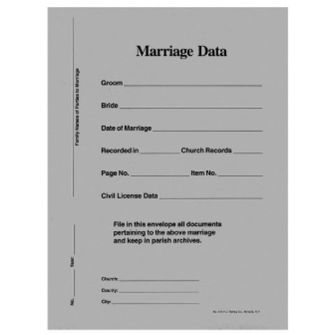 Marriage Data Envelopes