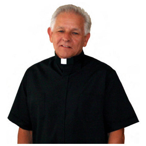 #8930 Black Short Sleeve Clerical Shirt