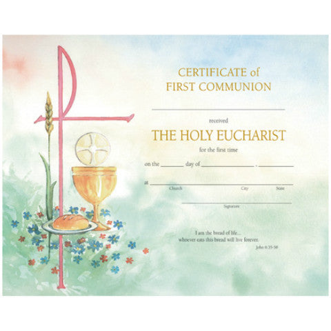 XD 103 First Communion Certificates