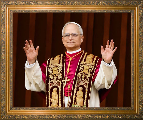 Pope Leo XIV Framed Art Extending Arms in Blessing