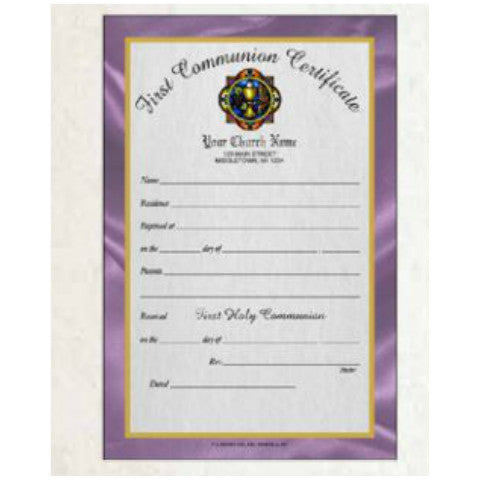 Full Color First Communion Certificates