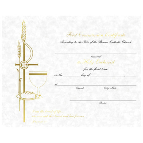 XB 103 First Communion Certificates