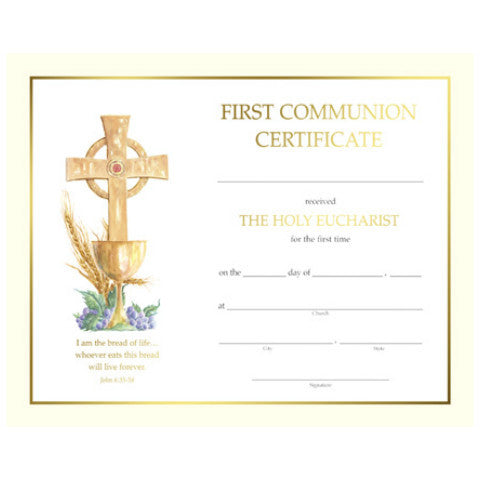 XS 103 First Communion Certificates